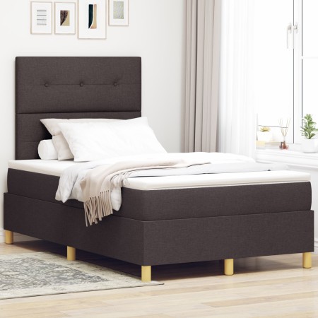 Estructura de Cama con Colchón Marrón oscuro Tela 120 x 200 cm de , Camas y somieres - Ref: Foro24-3343092, Precio: 407,23 €,...
