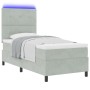 Cama Box Spring con Colchón y Luz LED Gris Claro 90x200 cm Terciopelo de , Camas y somieres - Ref: Foro24-3343286, Precio: 32...