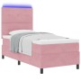 Cama con somier y colchón con LED Rosa 100x200 cm Terciopelo de , Camas y somieres - Ref: Foro24-3343297, Precio: 345,67 €, D...