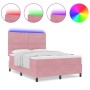 Cama con somier con colchón y LED Rosa 140x190 cm de terciopelo de , Camas y somieres - Ref: Foro24-3343315, Precio: 515,99 €...