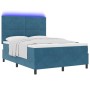 Cama con Box Spring y Colchón & LED Azul Oscuro 160x200 cm de Terciopelo de , Camas y somieres - Ref: Foro24-3343326, Precio:...