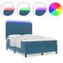 Cama con Box Spring y Colchón & LED Azul Oscuro 160x200 cm de Terciopelo de , Camas y somieres - Ref: Foro24-3343326, Precio:...