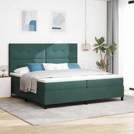 Cama con Somier y Colchón con LED Verde Oscuro 200x200 cm Terciopelo de , Camas y somieres - Ref: Foro24-3343337, Precio: 726...