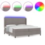 Cama Box Spring con colchón y LED Taupe 200x200 cm Tela de , Camas y somieres - Ref: Foro24-3343466, Precio: 729,12 €, Descue...