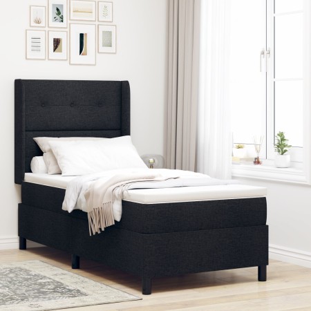 Cama Box Spring con Colchón y LED Negro 90x200 cm Tela de , Camas y somieres - Ref: Foro24-3343485, Precio: 362,15 €, Descuen...