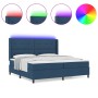 Cama de Box Spring con Colchón y LED Azul 200x200 cm Tela de , Camas y somieres - Ref: Foro24-3343531, Precio: 737,01 €, Desc...