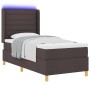 Cama Box Spring con Colchón y LED Marrón Oscuro 90x200 cm Tela de , Camas y somieres - Ref: Foro24-3343612, Precio: 354,89 €,...