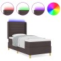Cama Box Spring con Colchón y LED Marrón Oscuro 90x200 cm Tela de , Camas y somieres - Ref: Foro24-3343612, Precio: 354,89 €,...