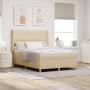 Cama Box Spring con colchón y LED Crema 160x200 cm Tela de , Camas y somieres - Ref: Foro24-3343705, Precio: 616,41 €, Descue...