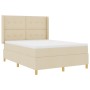 Cama Box Spring con colchón y LED Crema 160x200 cm Tela de , Camas y somieres - Ref: Foro24-3343705, Precio: 616,41 €, Descue...