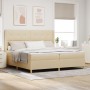 Cama Box Spring con Colchón y LED Crema 200x200 cm Tela de , Camas y somieres - Ref: Foro24-3343719, Precio: 629,94 €, Descue...