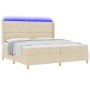 Cama Box Spring con Colchón y LED Crema 200x200 cm Tela de , Camas y somieres - Ref: Foro24-3343719, Precio: 629,94 €, Descue...