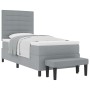 Cama con Box Spring con Colchón y Banco Gris Claro 90x200 cm Tela de , Camas y somieres - Ref: Foro24-3343960, Precio: 378,56...