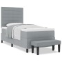 Cama con Box Spring con Colchón y Banco Gris Claro 90x200 cm Tela de , Camas y somieres - Ref: Foro24-3343960, Precio: 378,56...