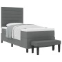 Cama Box Spring con Colchón y Banco Gris Oscuro 90x200 cm Tela de , Camas y somieres - Ref: Foro24-3343961, Precio: 394,00 €,...