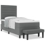 Cama Box Spring con Colchón y Banco Gris Oscuro 90x200 cm Tela de , Camas y somieres - Ref: Foro24-3343961, Precio: 394,00 €,...