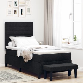 Cama Box Spring con Colchón y Banco Negro 90x200 cm Tela de , Camas y somieres - Ref: Foro24-3343962, Precio: 386,39 €, Descu...