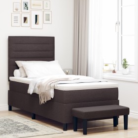 Cama con Somier con Colchón y Banco Marrón Oscuro 90x200 cm Tela de , Camas y somieres - Ref: Foro24-3343963, Precio: 377,35 ...