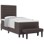 Cama con Somier con Colchón y Banco Marrón Oscuro 90x200 cm Tela de , Camas y somieres - Ref: Foro24-3343963, Precio: 377,35 ...