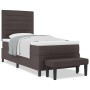 Cama con Somier con Colchón y Banco Marrón Oscuro 90x200 cm Tela de , Camas y somieres - Ref: Foro24-3343963, Precio: 377,35 ...