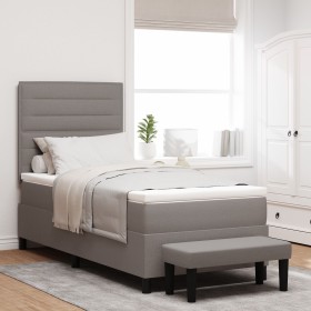 Cama con Base de Resorte con Colchón y Banco Taupe 100x200 cm Tela de , Camas y somieres - Ref: Foro24-3343971, Precio: 410,4...