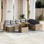 Set de sofás de jardín 9 pzas con cojines ratán sintético beige en Conjuntos de jardín | Comprar online en Foru.es