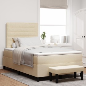 Cama Box Spring con Colchón y Banco Crema 120x200 cm Tela de , Camas y somieres - Ref: Foro24-3343986, Precio: 465,95 €, Desc...