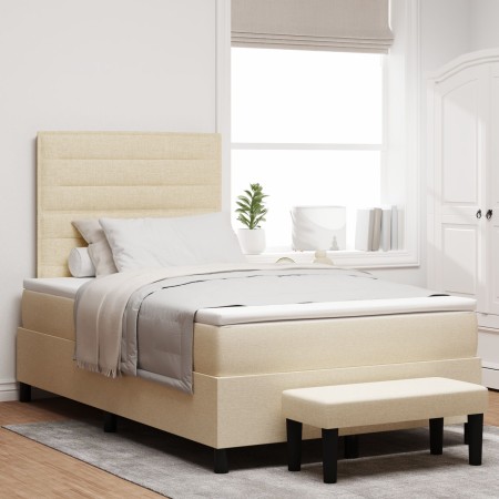 Cama Box Spring con Colchón y Banco Crema 120x200 cm Tela de , Camas y somieres - Ref: Foro24-3343986, Precio: 465,95 €, Desc...