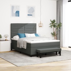 Cama con Box Spring con Colchón y Banco Gris Oscuro 160x200 cm Tela de , Camas y somieres - Ref: Foro24-3344003, Precio: 618,...