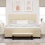 Cama con box spring con colchón y banco crema 180x200 cm tela de , Camas y somieres - Ref: Foro24-3344014, Precio: 678,07 €, ...