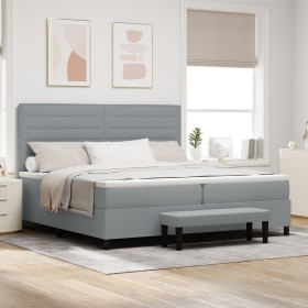 Cama con Somier con Colchón y Banco Gris Claro 200x200 cm Tela de , Camas y somieres - Ref: Foro24-3344016, Precio: 806,03 €,...
