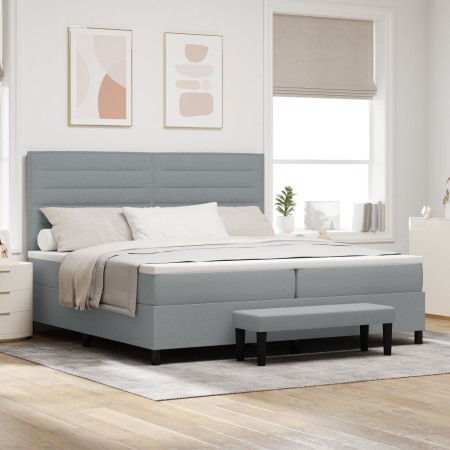 Cama con Somier con Colchón y Banco Gris Claro 200x200 cm Tela de , Camas y somieres - Ref: Foro24-3344016, Precio: 806,03 €,...