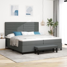 Cama Box Spring con Colchón y Banco Gris Oscuro 200x200 cm Tela de , Camas y somieres - Ref: Foro24-3344017, Precio: 765,37 €...