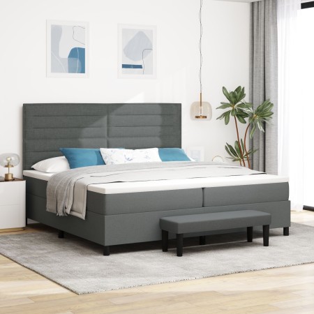 Cama Box Spring con Colchón y Banco Gris Oscuro 200x200 cm Tela de , Camas y somieres - Ref: Foro24-3344017, Precio: 765,37 €...