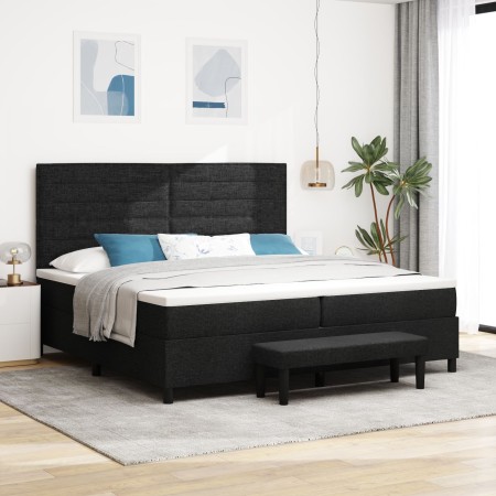 Cama de Base de Caja con Colchón y Banco Negro 200x200 cm Tela de , Camas y somieres - Ref: Foro24-3344018, Precio: 791,88 €,...