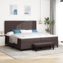 Cama con Base de Resortes con Colchón & Banco Marrón Oscuro 200x200 cm Tela de , Camas y somieres - Ref: Foro24-3344019, Prec...
