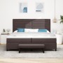 Cama con Base de Resortes con Colchón & Banco Marrón Oscuro 200x200 cm Tela de , Camas y somieres - Ref: Foro24-3344019, Prec...