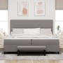 Cama Box Spring con Colchón y Banco Gris 200x200 cm Tela de , Camas y somieres - Ref: Foro24-3344020, Precio: 805,44 €, Descu...