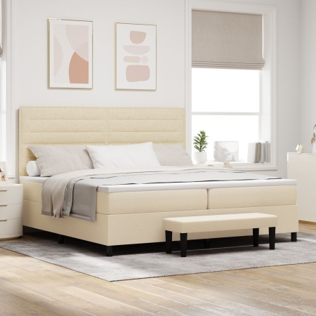 Cama con Somier con Colchón y Banco Color Crema 200x200 cm Tela de , Camas y somieres - Ref: Foro24-3344021, Precio: 740,85 €...