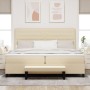 Cama con Somier con Colchón y Banco Color Crema 200x200 cm Tela de , Camas y somieres - Ref: Foro24-3344021, Precio: 740,85 €...
