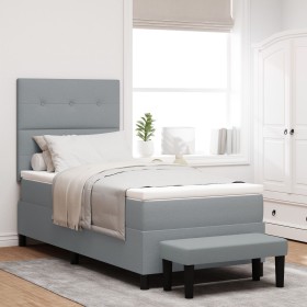 Cama con Somier y Colchón Gris Claro 90x200 cm Tela de , Camas y somieres - Ref: Foro24-3344037, Precio: 374,72 €, Descuento: %