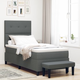 Cama Box Spring con Colchón y Banco Gris Oscuro 90x200 cm Tela de , Camas y somieres - Ref: Foro24-3344038, Precio: 391,59 €,...