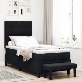 Cama con somier con colchón y banco negro 90x200 cm tela de , Camas y somieres - Ref: Foro24-3344039, Precio: 380,18 €, Descu...