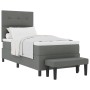 Cama con Box Spring con colchón y banco gris oscuro 100x200 cm tela de , Camas y somieres - Ref: Foro24-3344045, Precio: 393,...