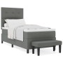Cama con Box Spring con colchón y banco gris oscuro 100x200 cm tela de , Camas y somieres - Ref: Foro24-3344045, Precio: 393,...