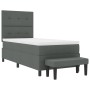 Cama con Box Spring con colchón y banco gris oscuro 100x200 cm tela de , Camas y somieres - Ref: Foro24-3344045, Precio: 393,...