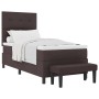Cama con somier con colchón & banco marrón oscuro 100x200 cm tela de , Camas y somieres - Ref: Foro24-3344047, Precio: 408,44...