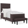 Cama con somier con colchón & banco marrón oscuro 100x200 cm tela de , Camas y somieres - Ref: Foro24-3344047, Precio: 408,44...