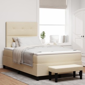 Cama Box Spring con Colchón y Banco Crema 120x200 cm Tela de , Camas y somieres - Ref: Foro24-3344063, Precio: 462,56 €, Desc...
