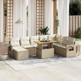 Set de sofás de jardín 9 pzas con cojines ratán sintético beige en Conjuntos de jardín | Comprar online en Foru.es